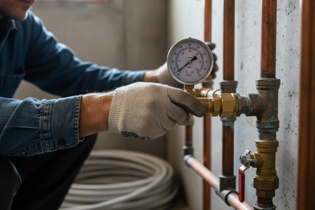 Pressure testing a repaired line during Water Line Repair in New Preston Marble Dale